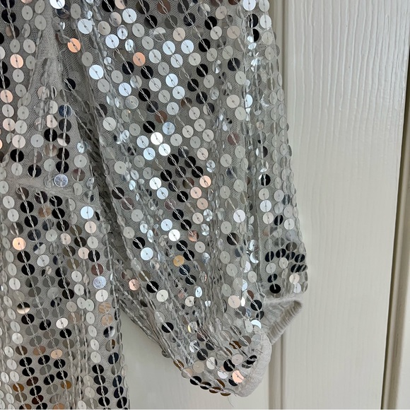 ASOS Sequin Top Silver Size 8 - Picture 3 of 5